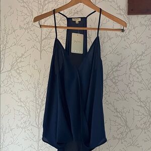 Lily White Navy Satin Spaghetti-Strap Camisole